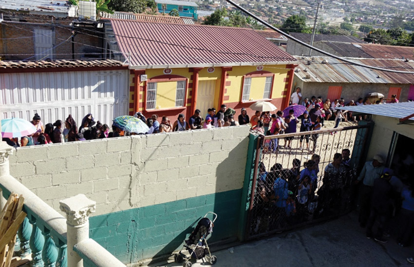 Residents line up to receive care